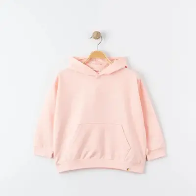 Tiffany Çocuk Sweatshirt Kapüşonlu Oversize Theme Pudra - 2
