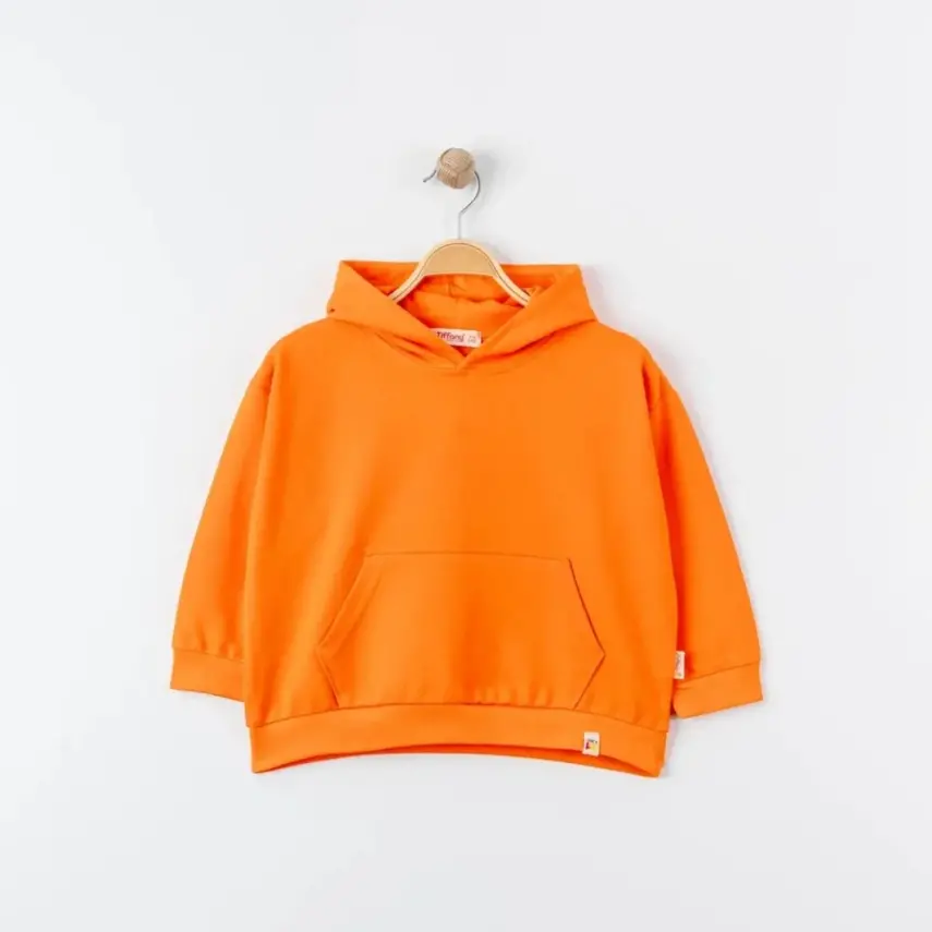 Tiffany Çocuk Sweatshirt Kapüşonlu Oversize Theme Turuncu - 1