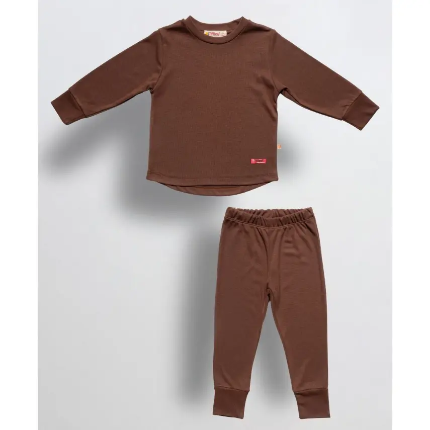 Tiffany Erkek Termal Pijama Takımı Kahverengi - 1