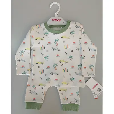 Tiffany Unisex 2li Takım Trip Tour Theme Ekru - Yeşil