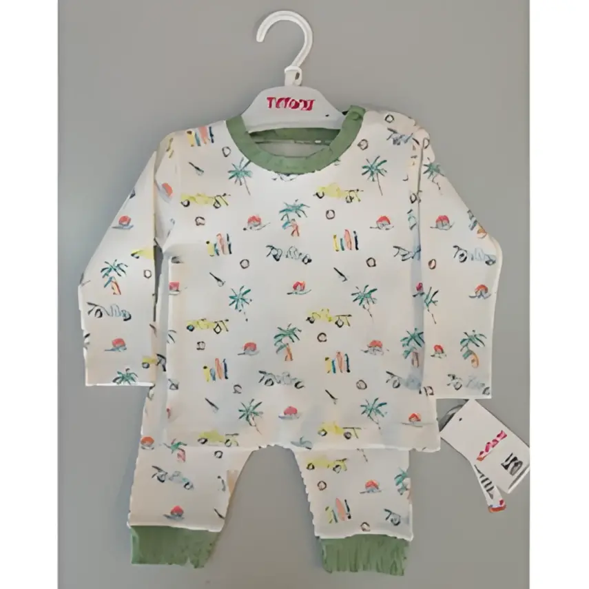 Tiffany Unisex 2li Takım Trip Tour Theme Ekru - Yeşil - 1