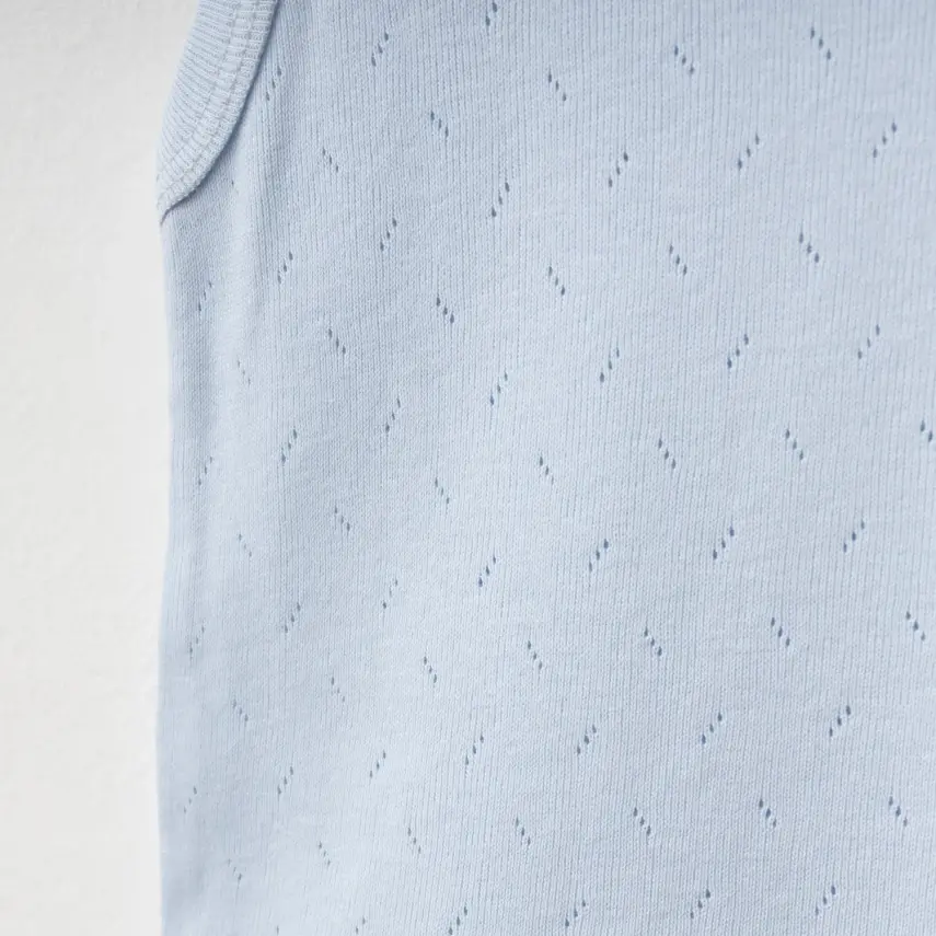 Tiffany Unisex Pamuklu Atlet Body Bisiklet Yaka Jakarlı Basic Tema Mavi - 3