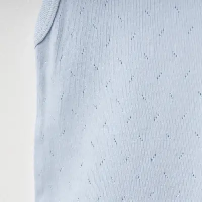 Tiffany Unisex Pamuklu Atlet Body Bisiklet Yaka Jakarlı Basic Tema Mavi - 7