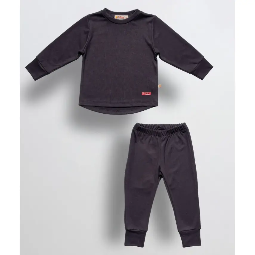 Tiffany Unisex Termal Pijama Takımı Füme - 1