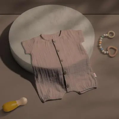 Tiffany Unisex Tulum Kısa Kol Çift Kat Müslin Sütlü Kahve