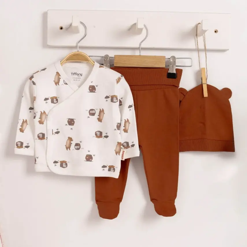 Tiffany Unisex Zıbın Takımı 3lü Happy Bear - 1
