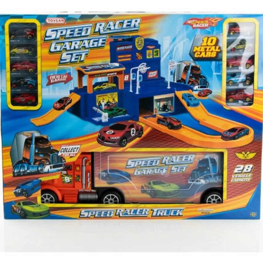 Toysan Bıg Truck Speed Racer Garaje 10 Metal Cars - 2