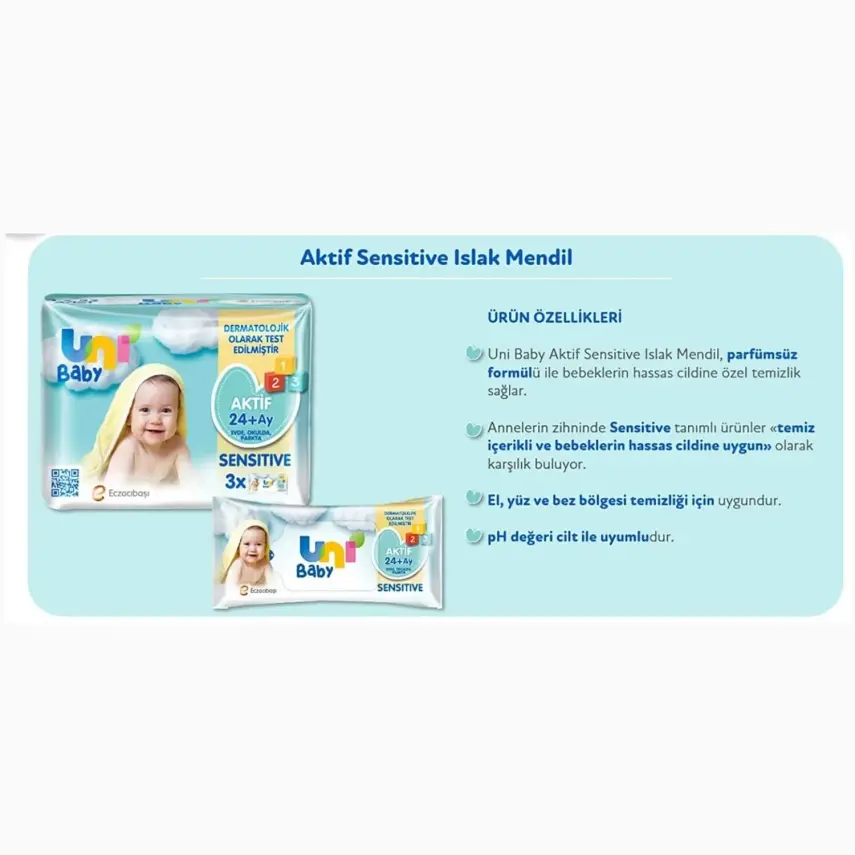 Uni Baby Aktif Sensitive Islak Havlu 3x52li - 11
