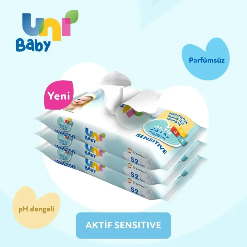 Uni Baby Aktif Sensitive Islak Havlu 3x52li - 8