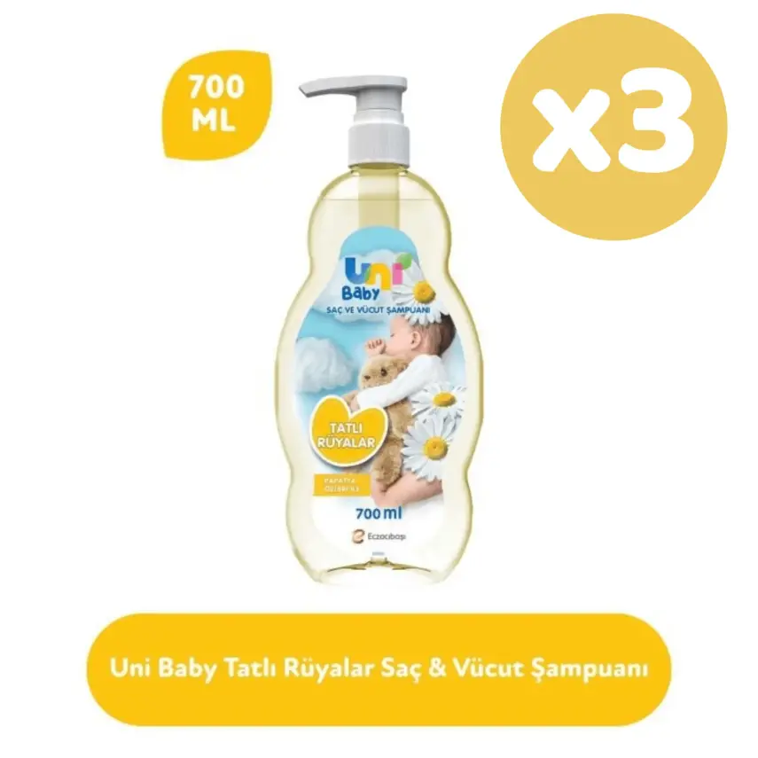 Uni Baby Papatya Özlü Bebek Şampuanı 700 ml (Yeni) x3 - 1