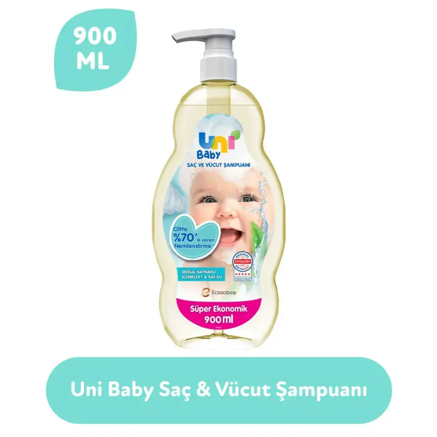 Uni Baby Şeffaf Bebek Şampuanı 900 ml - 1