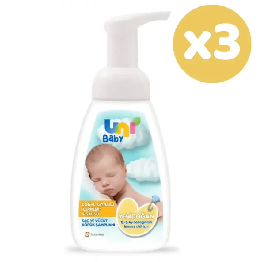 Uni Baby Yenidoğan Köpük Şampuan 200 ml x3 - 3