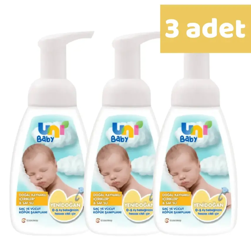 Uni Baby Yenidoğan Köpük Şampuan 200 ml x3 - 1
