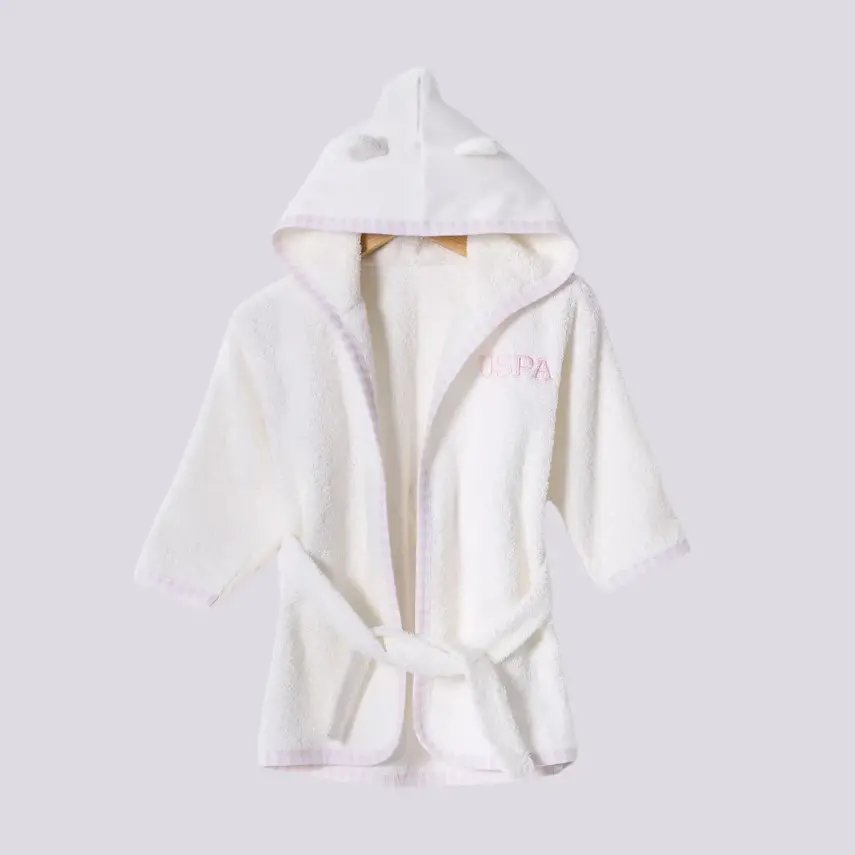 U.s. Polo Bebek Bornoz Ekru Unisex - 1