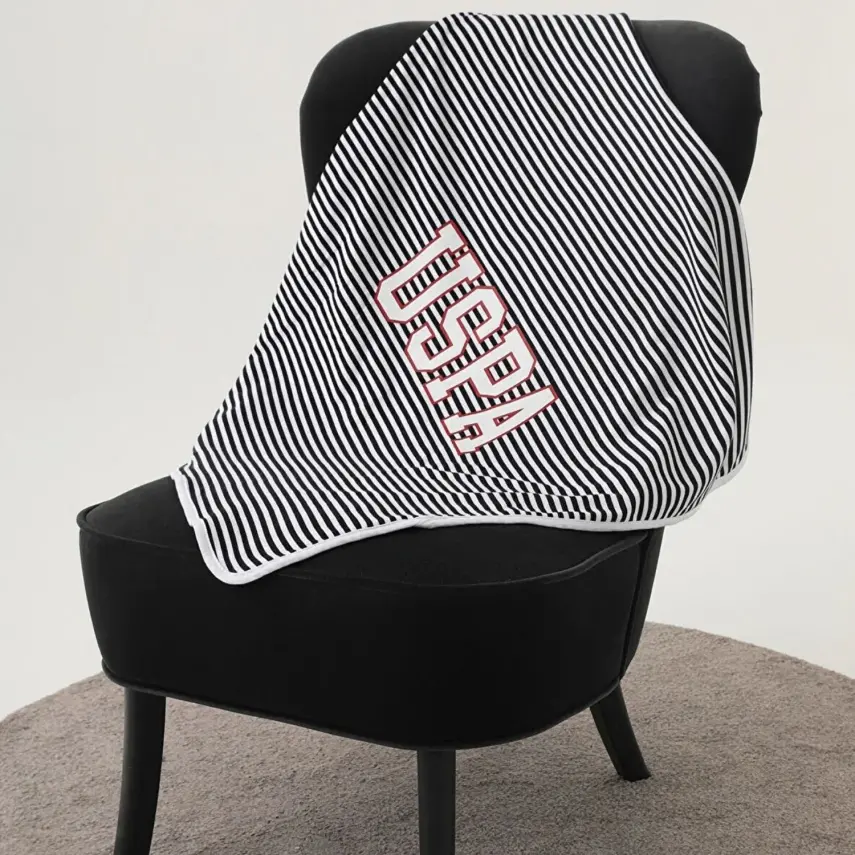 U.S. Polo Erkek Battaniye Beyaz - Siyah  - 2