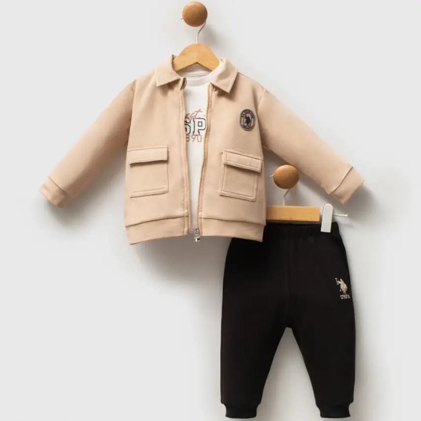 U.S. Polo Erkek Bebek 3lü Takım Bej - 1