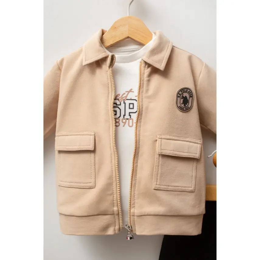 U.S. Polo Erkek Bebek 3lü Takım Bej - 6