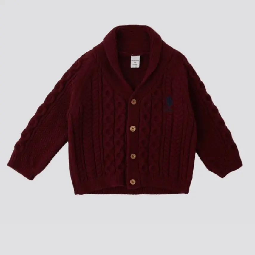 U.S. Polo Erkek Bebek Hırka Bordo - 1