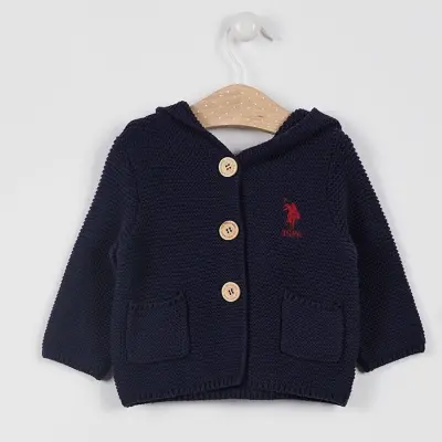 U.S. Polo Erkek Bebek Hırka Kapüşonlu Lacivert