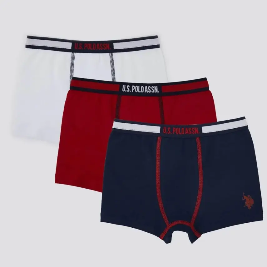 U.S. Polo Erkek Boxer 3lü Beyaz - 3