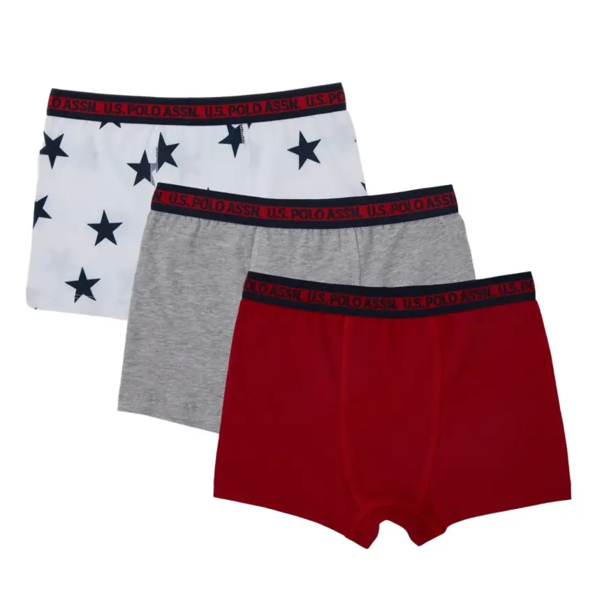 U.S. Polo Erkek Boxer 3lü Beyaz Rotasyon - Gri Melanj - 1