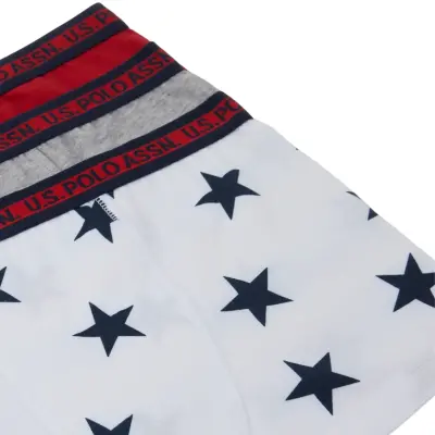 U.S. Polo Erkek Boxer 3lü Beyaz Rotasyon - Gri Melanj - 2