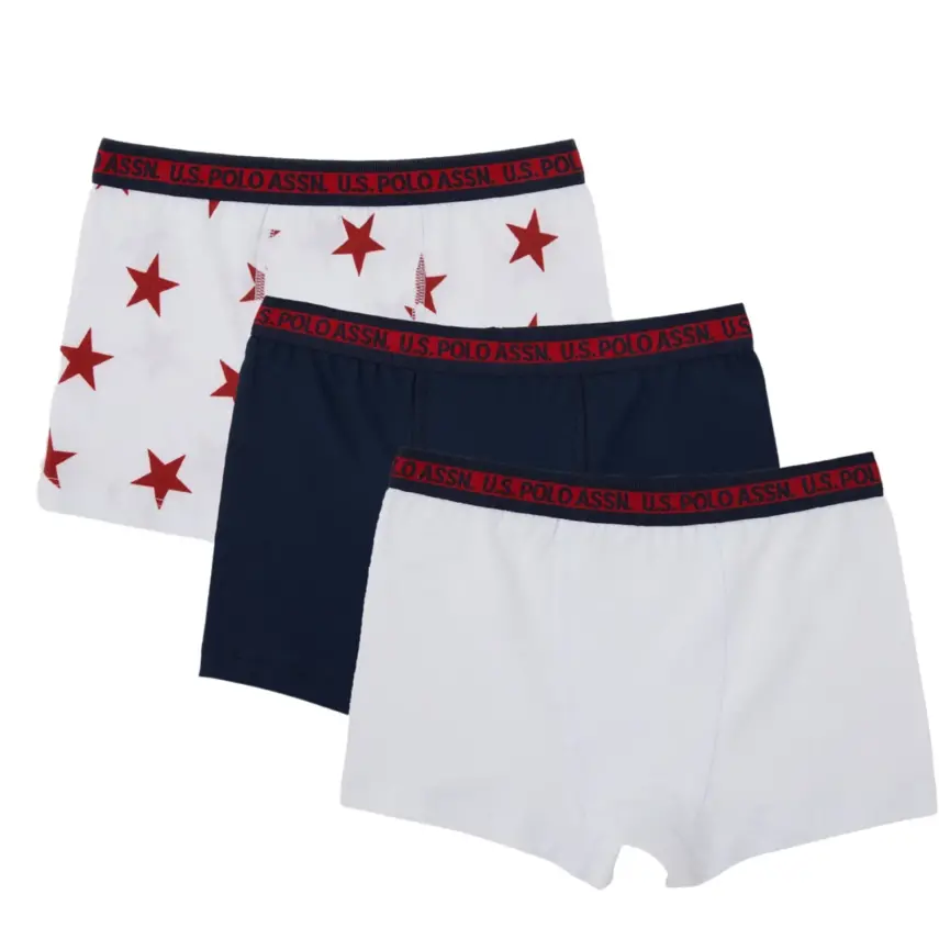 U.S. Polo Erkek Boxer 3lü Beyaz Rotasyon - Lacivert - 1
