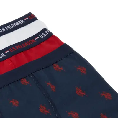 U.S. Polo Erkek Boxer 3lü Kırmızı - 4