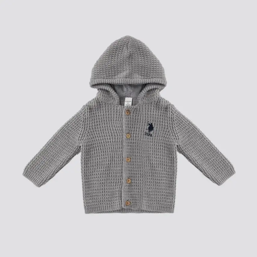 U.S. Polo Erkek Hırka Triko Açık Gri - 1