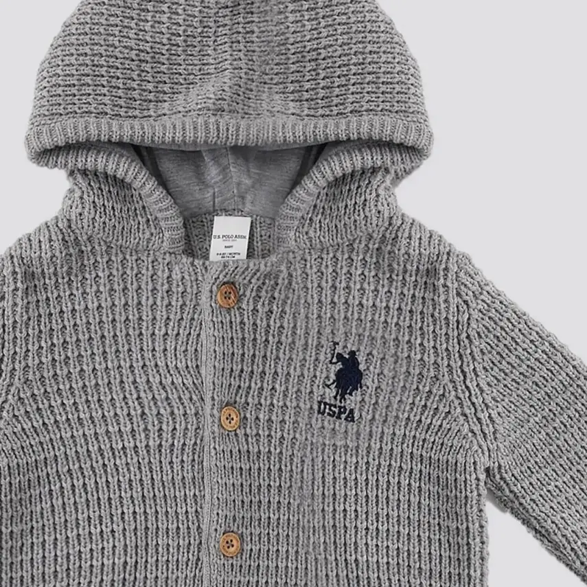 U.S. Polo Erkek Hırka Triko Açık Gri - 4