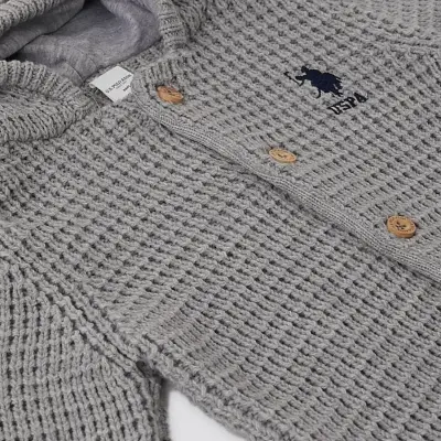 U.S. Polo Erkek Hırka Triko Açık Gri - 3