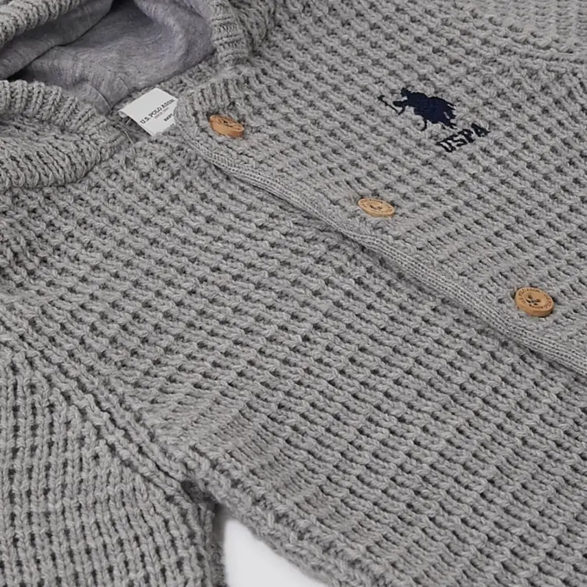 U.S. Polo Erkek Hırka Triko Açık Gri - 3