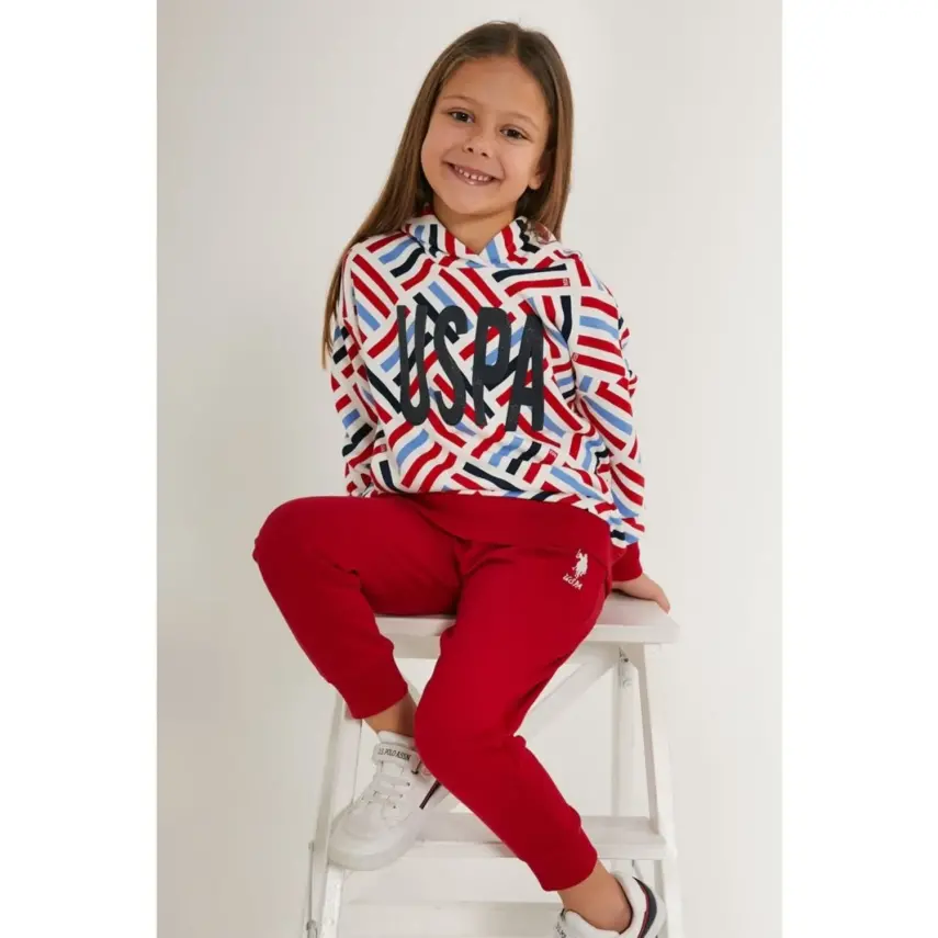 U.S. Polo Kız Eşofman Takımı Krem - Kırmızı - 2