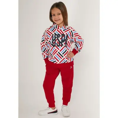 U.S. Polo Kız Eşofman Takımı Krem - Kırmızı - 3