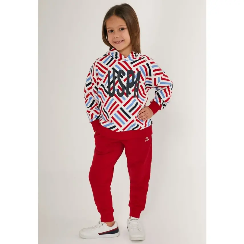 U.S. Polo Kız Eşofman Takımı Krem - Kırmızı - 3