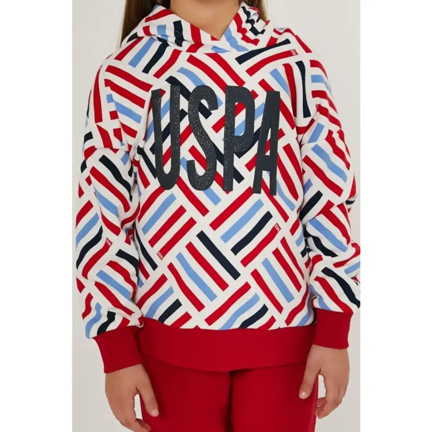 U.S. Polo Kız Eşofman Takımı Krem - Kırmızı - 4