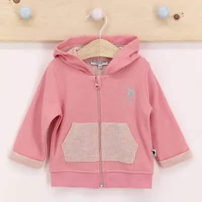 U.S. Polo Kız Hırka Kapüşonlu Açık Koral