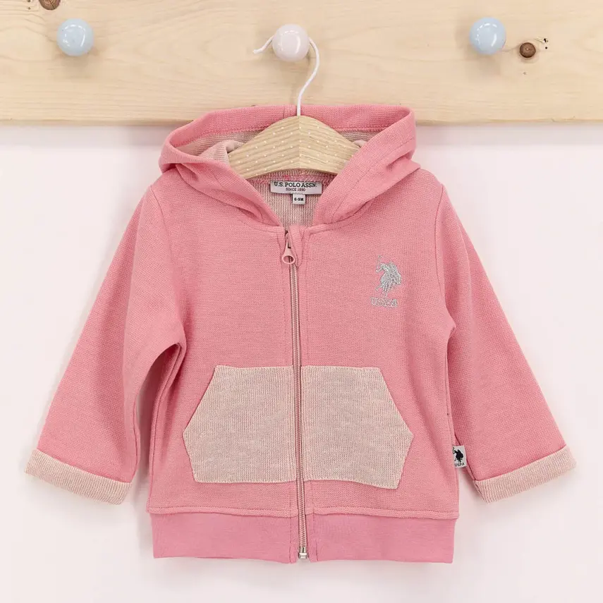 U.S. Polo Kız Hırka Kapüşonlu Açık Koral - 1
