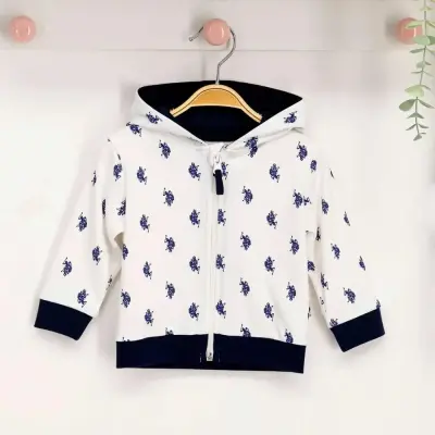 U.S. Polo Unisex Hırka Kapüşonlu Krem