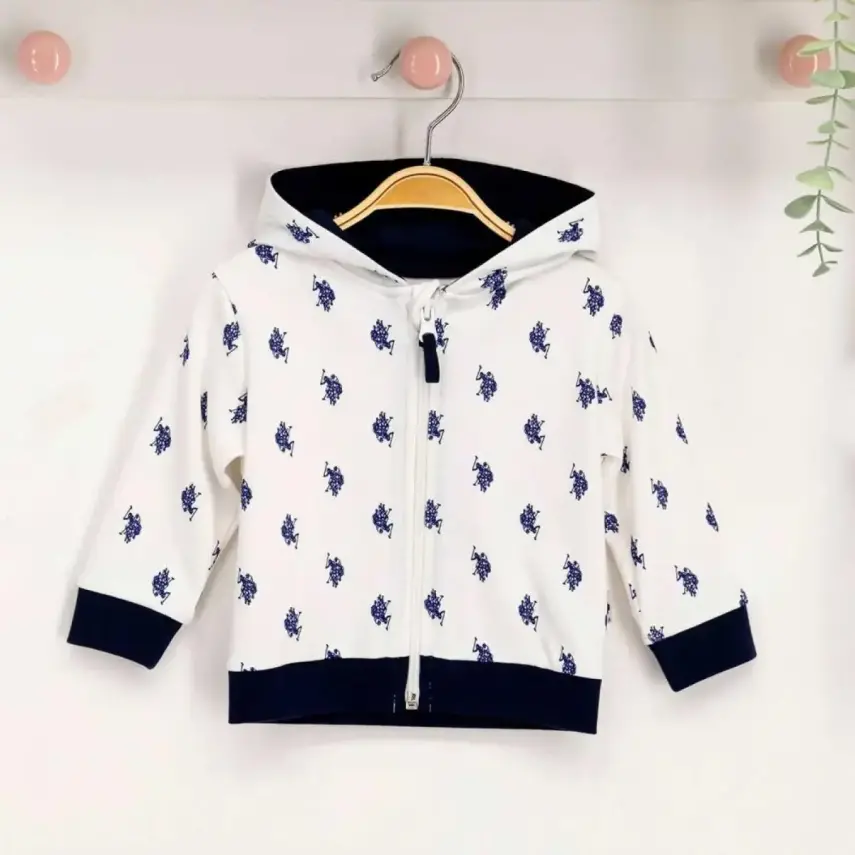 U.S. Polo Unisex Hırka Kapüşonlu Krem - 1