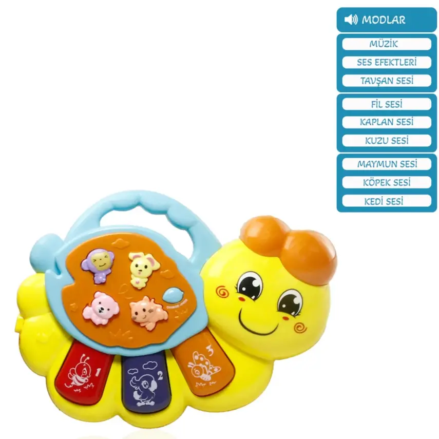 Vardem Işıklı ve Müzikli Solucan Bebek Piyanosu - 1