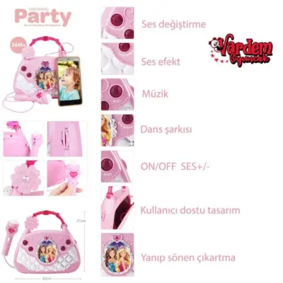 Vardem Mikrofonlu Mp3 Çalar Parti Müzikleri El Çantası - 2
