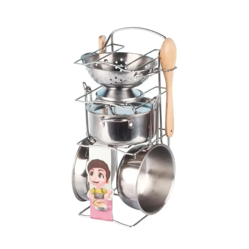 Vardem Raflı Çelik Tencere Tava Seti 8 Parça  - 1