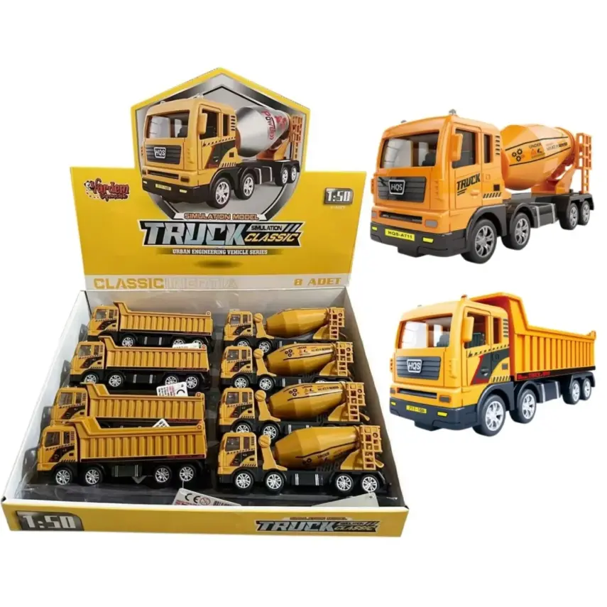 Vardem Sürtmeli Sarı Beton Mikseri veya Hafriyat Kamyonu 1:50 - 2