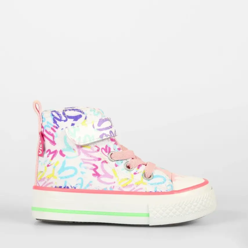 Vicco Ada Desenli Kız Bebek Ayakkabı Beyaz - Pembe - 1