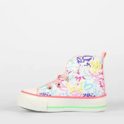 Vicco Ada Desenli Kız Bebek Ayakkabı Beyaz - Pembe - 2