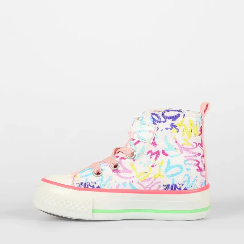 Vicco Ada Desenli Kız Bebek Ayakkabı Beyaz - Pembe - 2