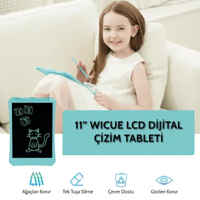 Wicue LCD Dijital Çizim Tableti 11" Mavi - 2