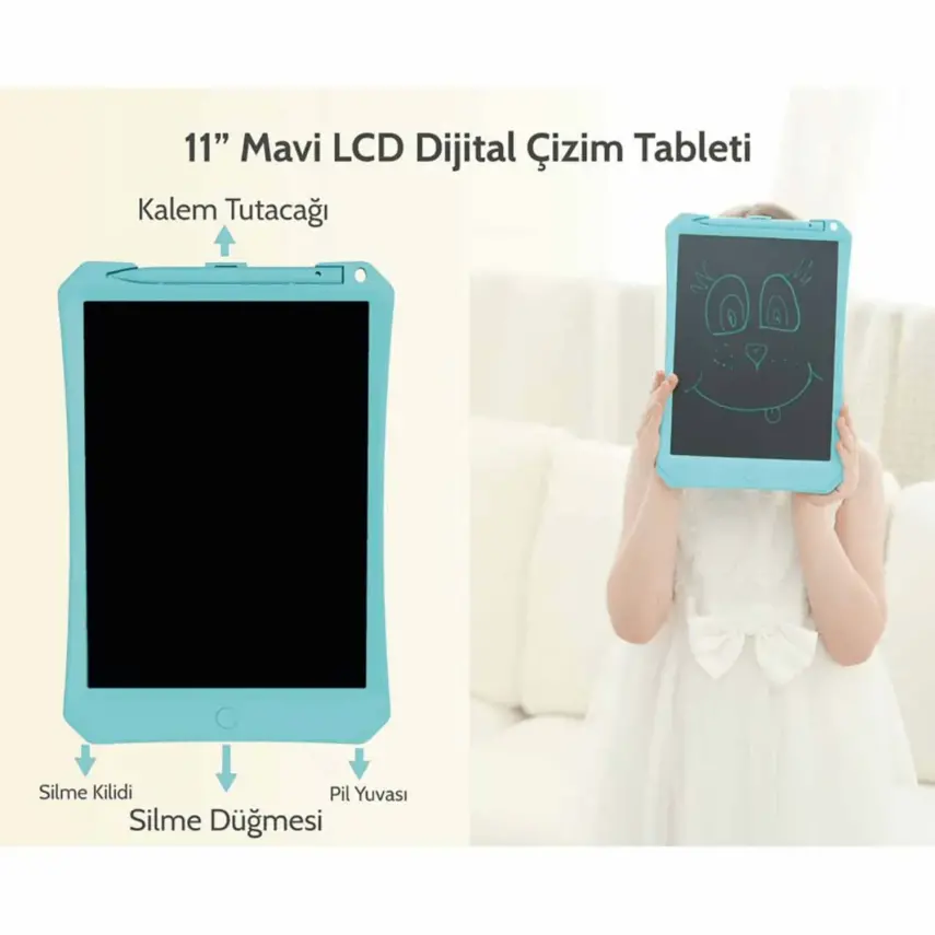 Wicue LCD Dijital Çizim Tableti 11" Mavi - 5