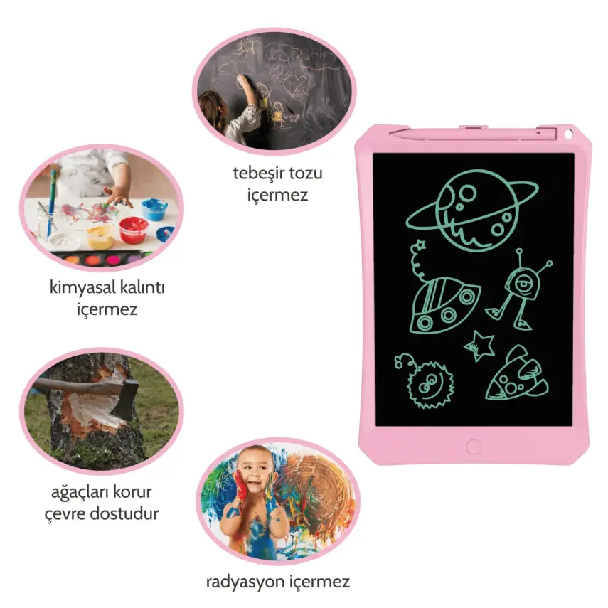 Wicue LCD Dijital Çizim Tableti 11" Pembe - 2